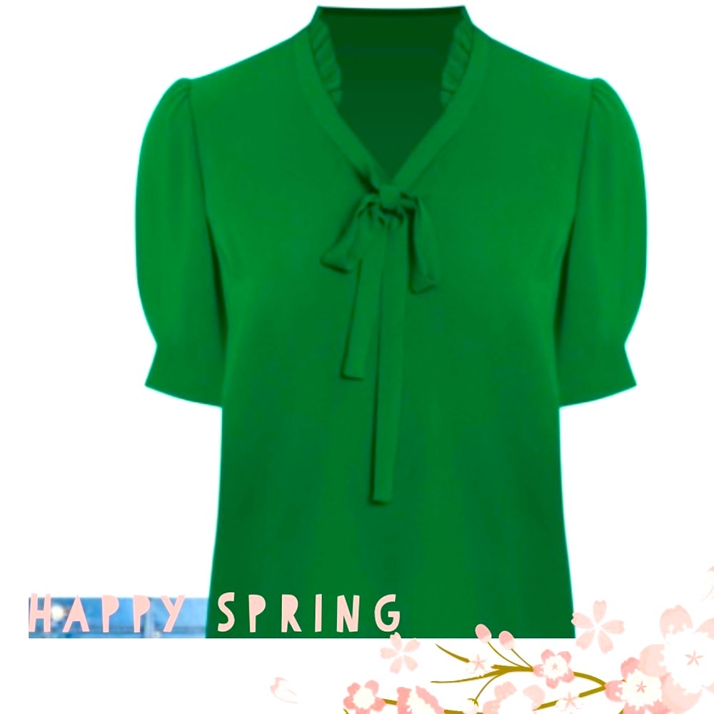 CeCe Ruffled V-Neck Tie Top   NWT